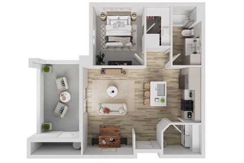 A white and wood kitchen with a sink and a fridge.